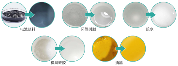 真空攪拌脫泡機(jī)攪拌脫泡前后效果圖